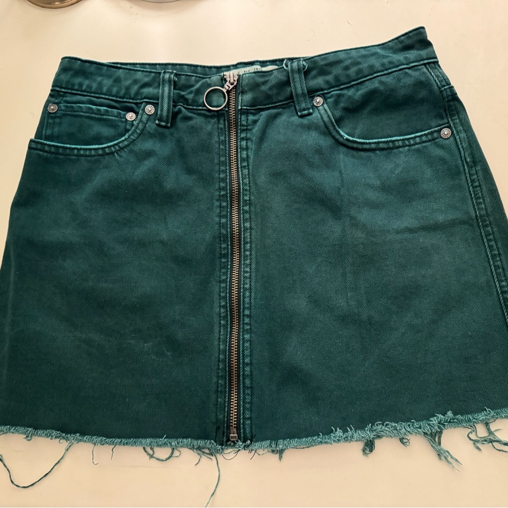 WE THE FREE zip it up mini skirt in green